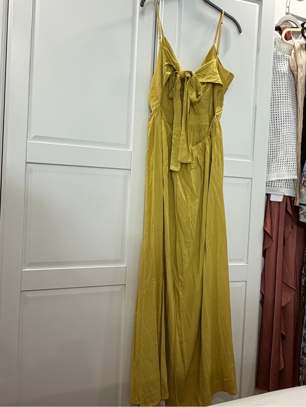 Cupshe Mustard Yellow Twist Front Spaghetti Strap Maxi Dress - Picture 9 of 9
